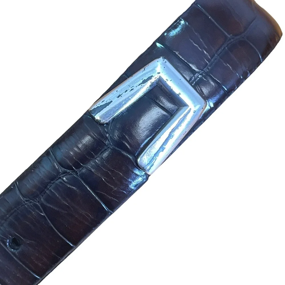 Fossil Belt Small Genuine Leather Embossed‎ Crocodile Alligator Brown